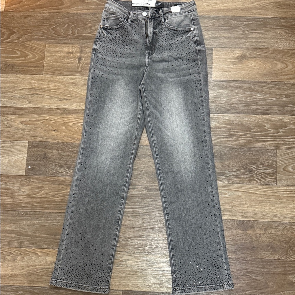 Judy Blue Women's Speckled Gray Straight Leg Jeans